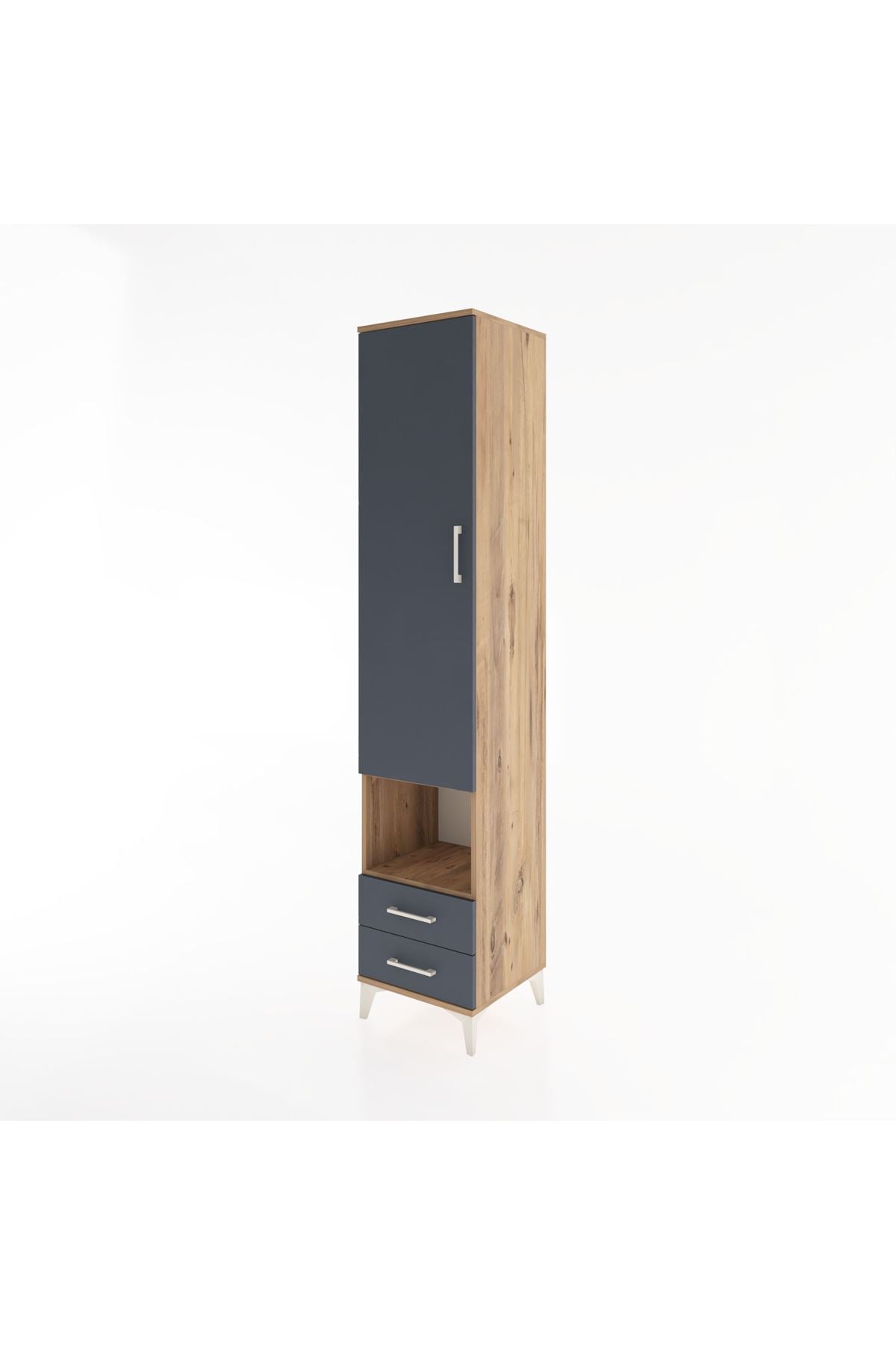 Hyperion Dolap 5 Raflı 2 Çekmeceli Tek Kapaklı 44x44x221 Çam-Antrasit