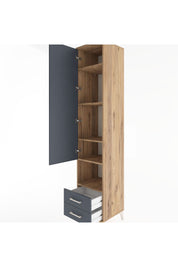 Hyperion Dolap 5 Raflı 2 Çekmeceli Tek Kapaklı 44x44x221 Çam-Antrasit