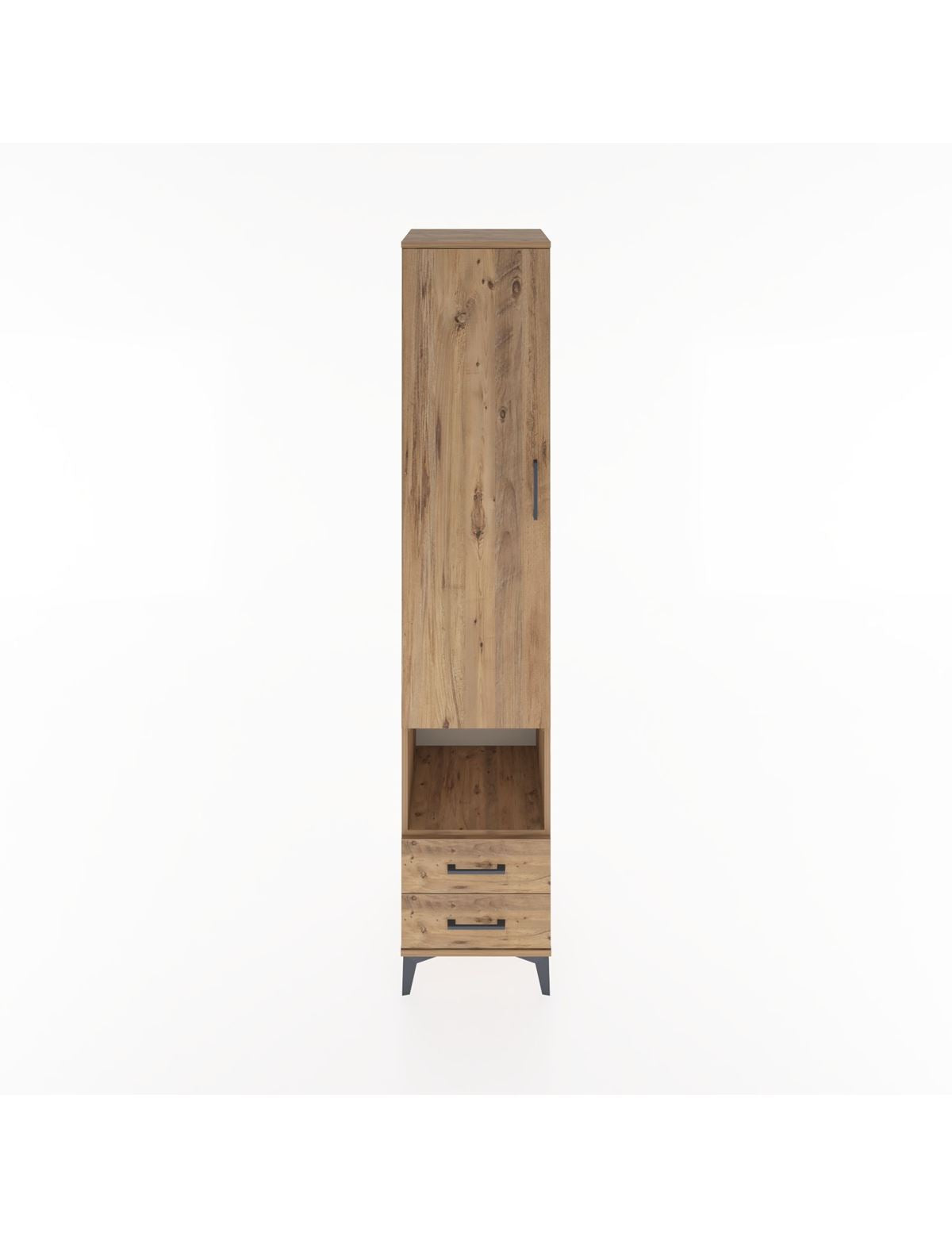 Hyperion Dolap 5 Raflı 2 Çekmeceli Tek Kapaklı 44x44x221 Çam-Çam