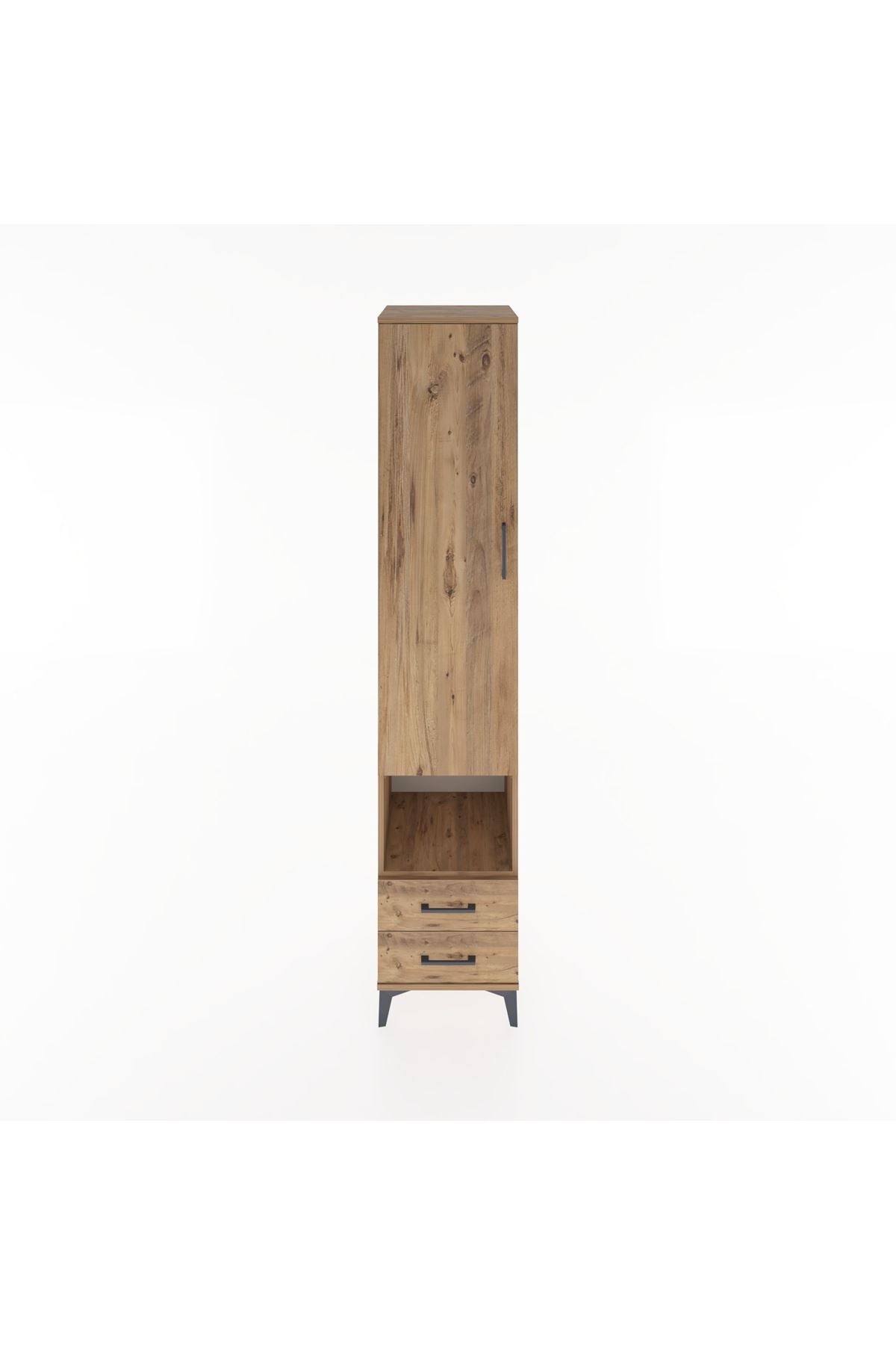 Hyperion Dolap 5 Raflı 2 Çekmeceli Tek Kapaklı 44x44x221 Çam-Çam