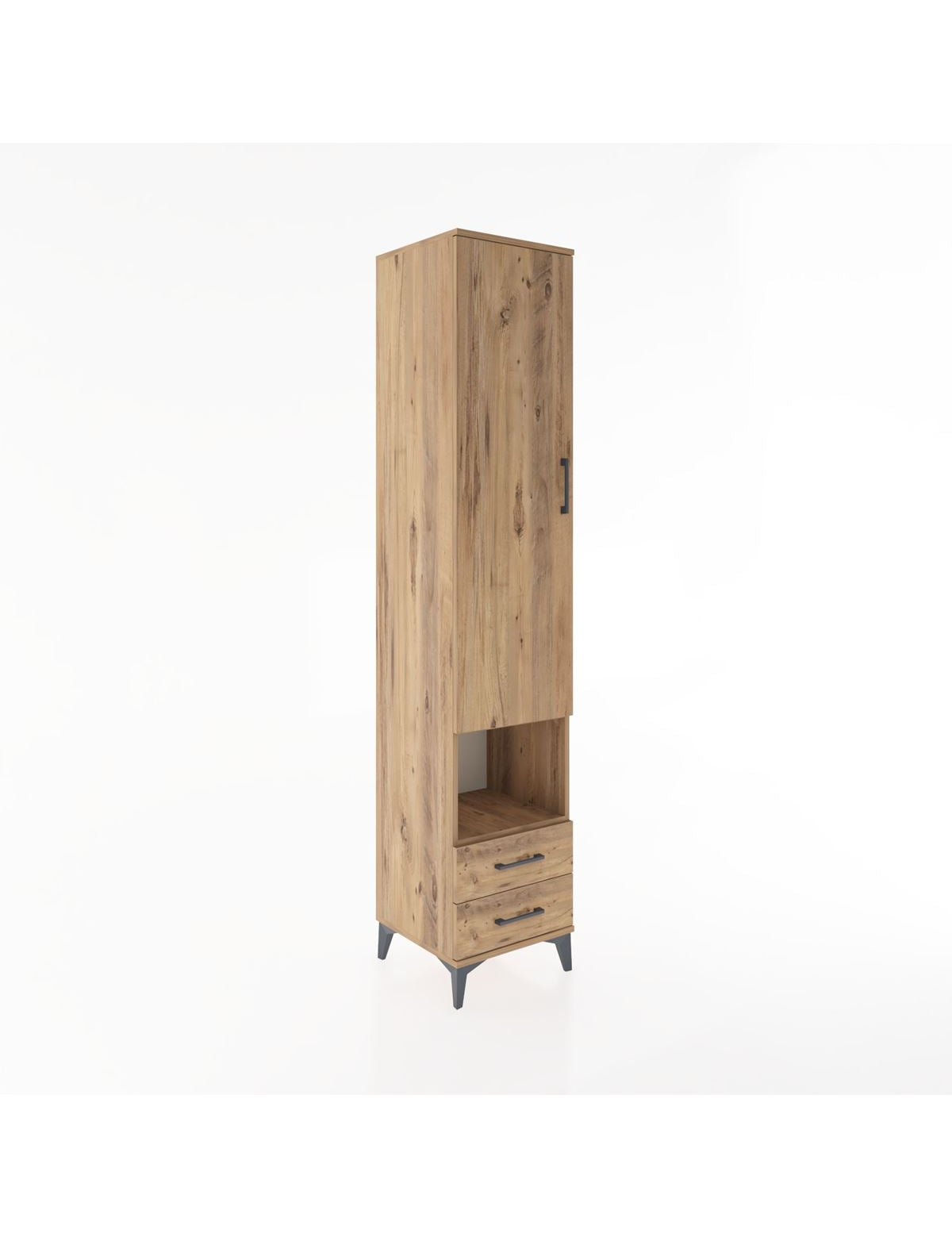 Hyperion Dolap 5 Raflı 2 Çekmeceli Tek Kapaklı 44x44x221 Çam-Çam