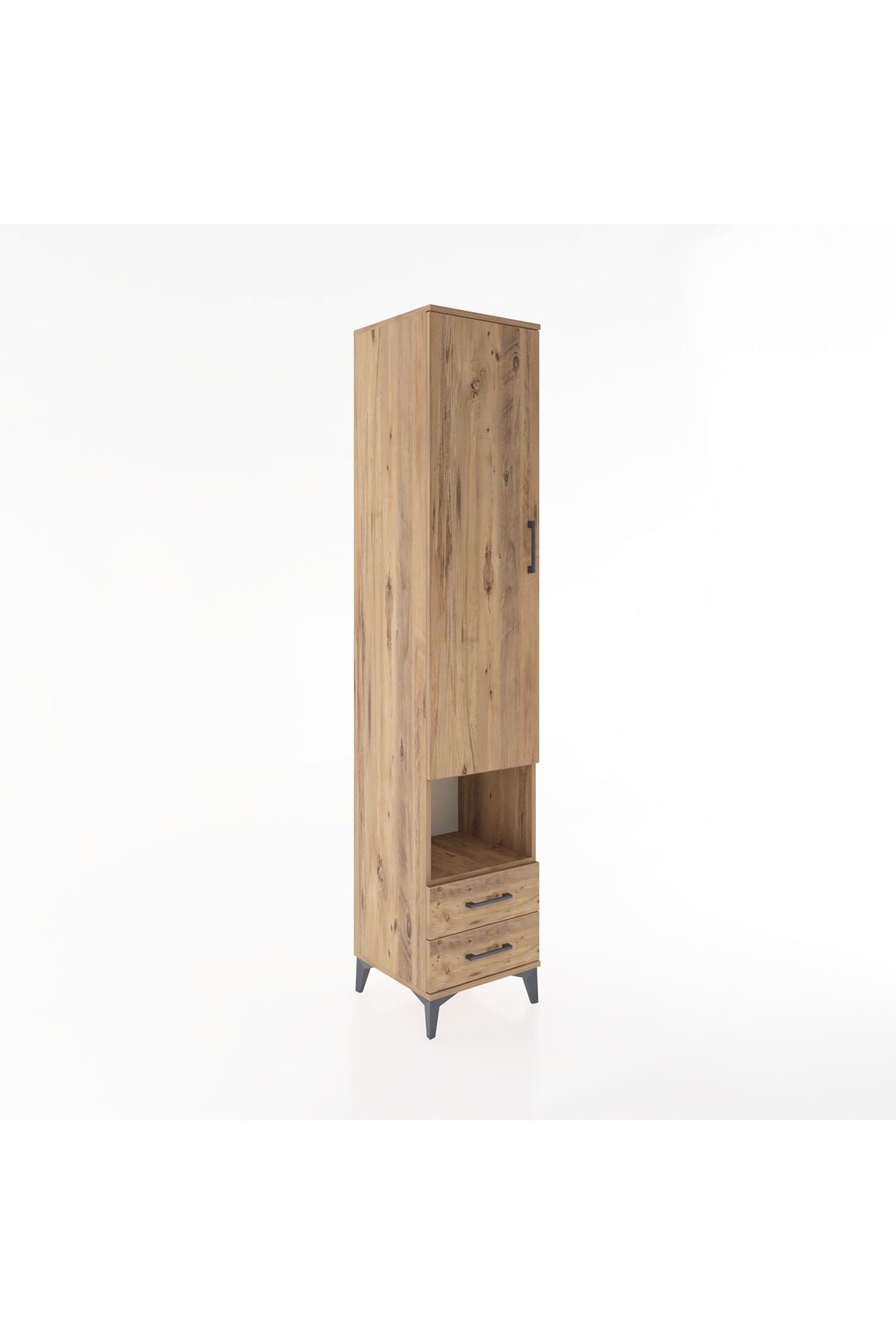 Hyperion Dolap 5 Raflı 2 Çekmeceli Tek Kapaklı 44x44x221 Çam-Çam