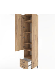 Hyperion Dolap 5 Raflı 2 Çekmeceli Tek Kapaklı 44x44x221 Çam-Çam