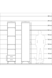 Hyperion Dolap 5 Raflı 2 Çekmeceli 44x44x221 Aytaşı-Antrasit
