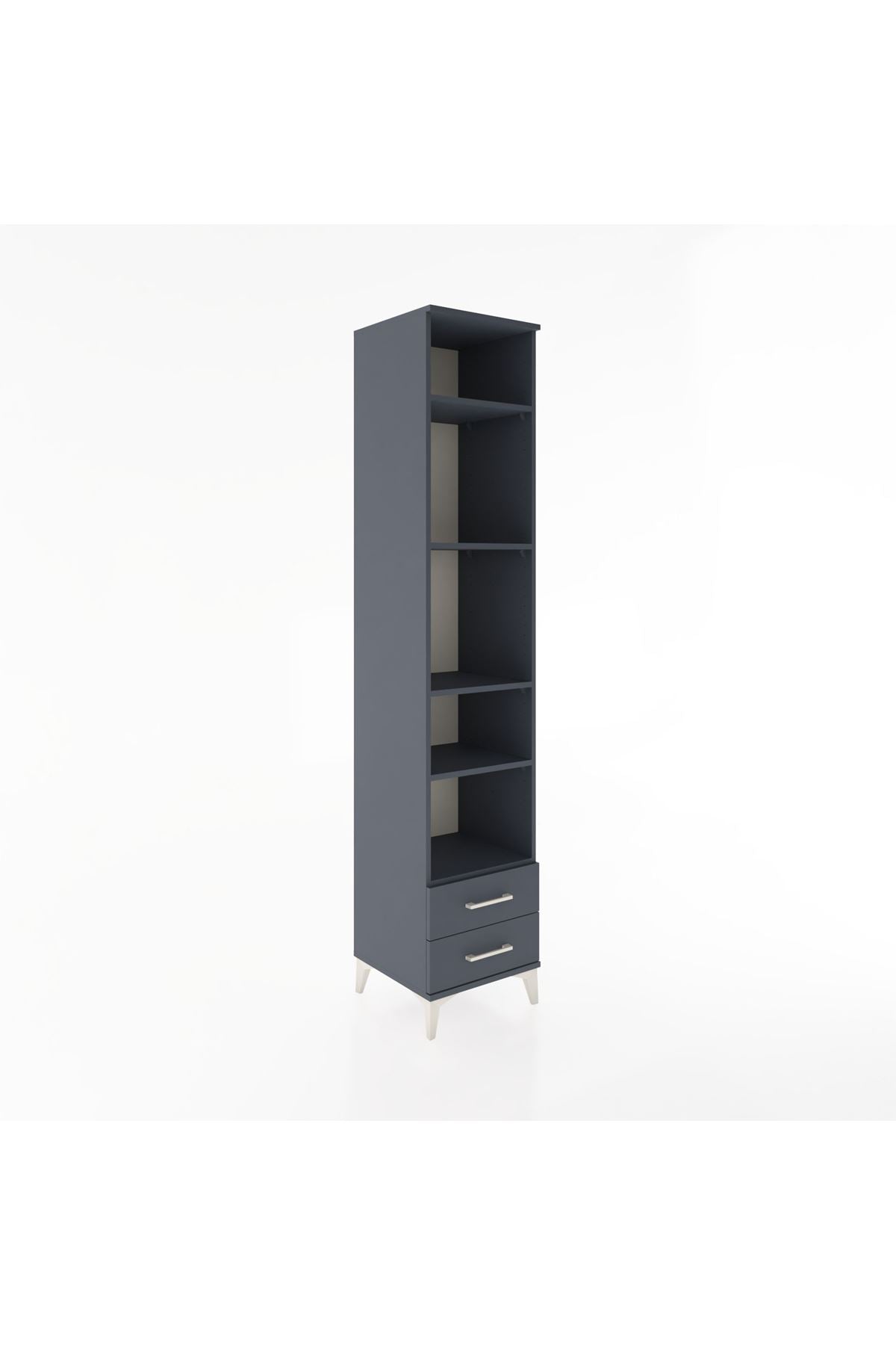 Hyperion Dolap 5 Raflı 2 Çekmeceli 44x44x221 Antrasit-Antrasit