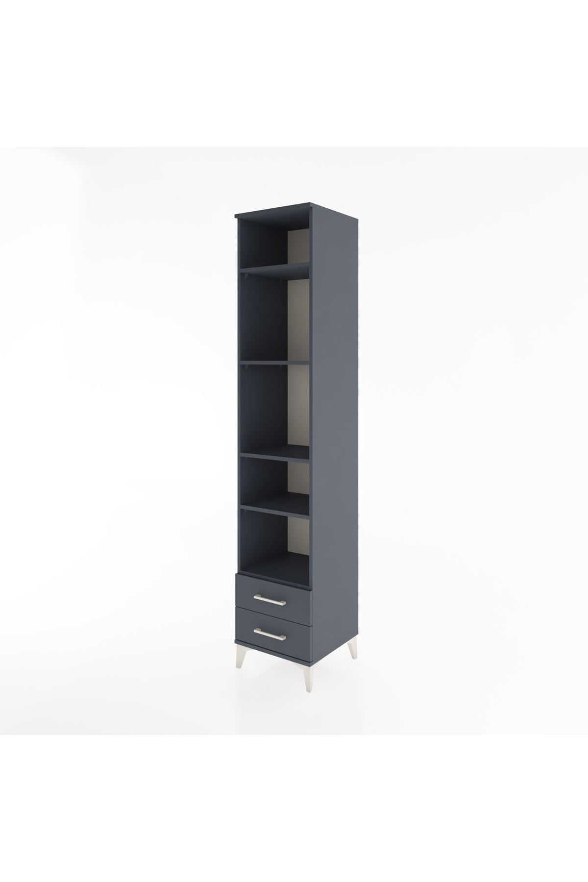 Hyperion Dolap 5 Raflı 2 Çekmeceli 44x44x221 Antrasit-Antrasit