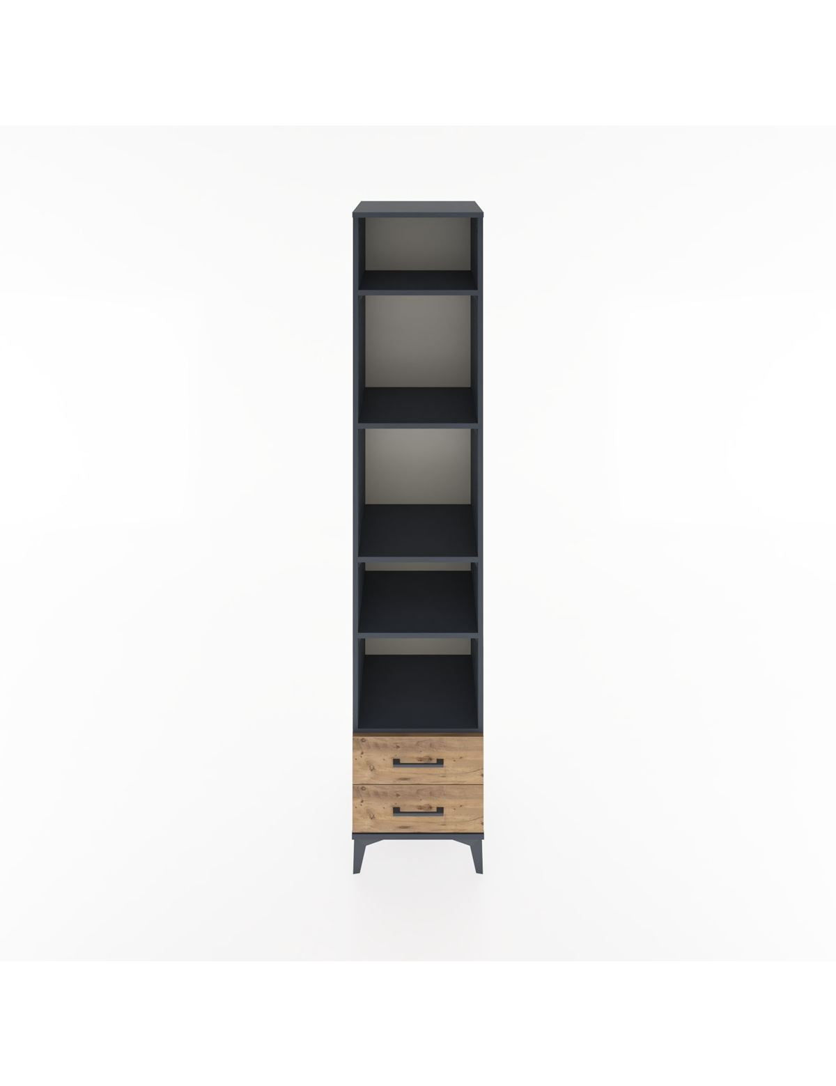 Hyperion Dolap 5 Raflı 2 Çekmeceli 44x44x221 Antrasit-Çam