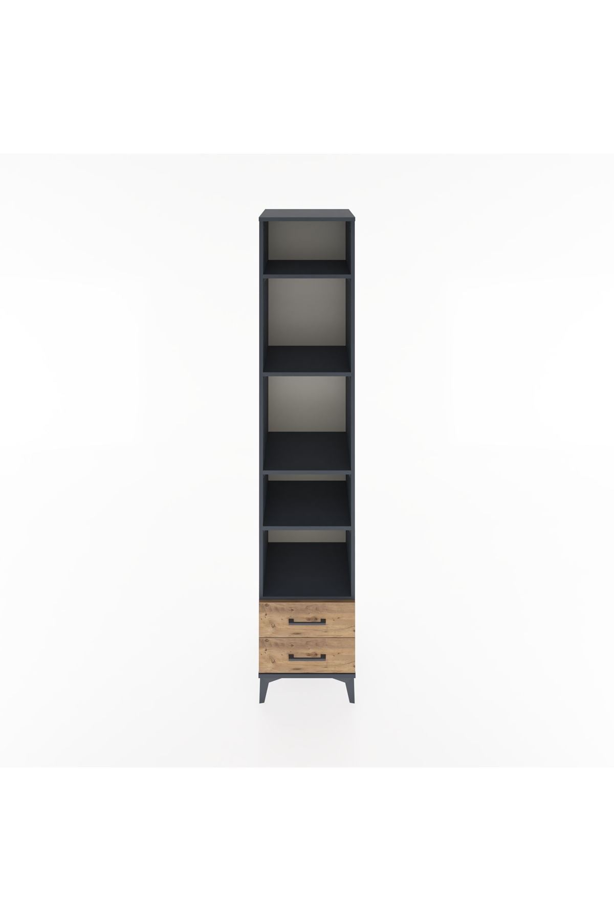 Hyperion Dolap 5 Raflı 2 Çekmeceli 44x44x221 Antrasit-Çam