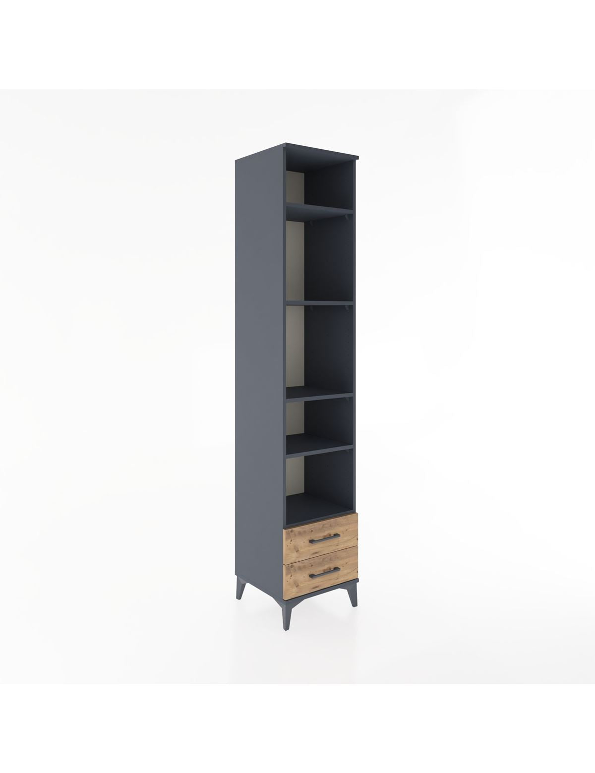 Hyperion Dolap 5 Raflı 2 Çekmeceli 44x44x221 Antrasit-Çam