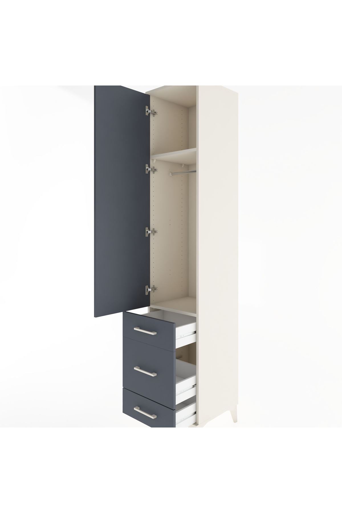 Hyperion Dolap 2 Raflı 3 Çekmeceli Tek Askılı 44x44x221 Aytaşı-Antrasit