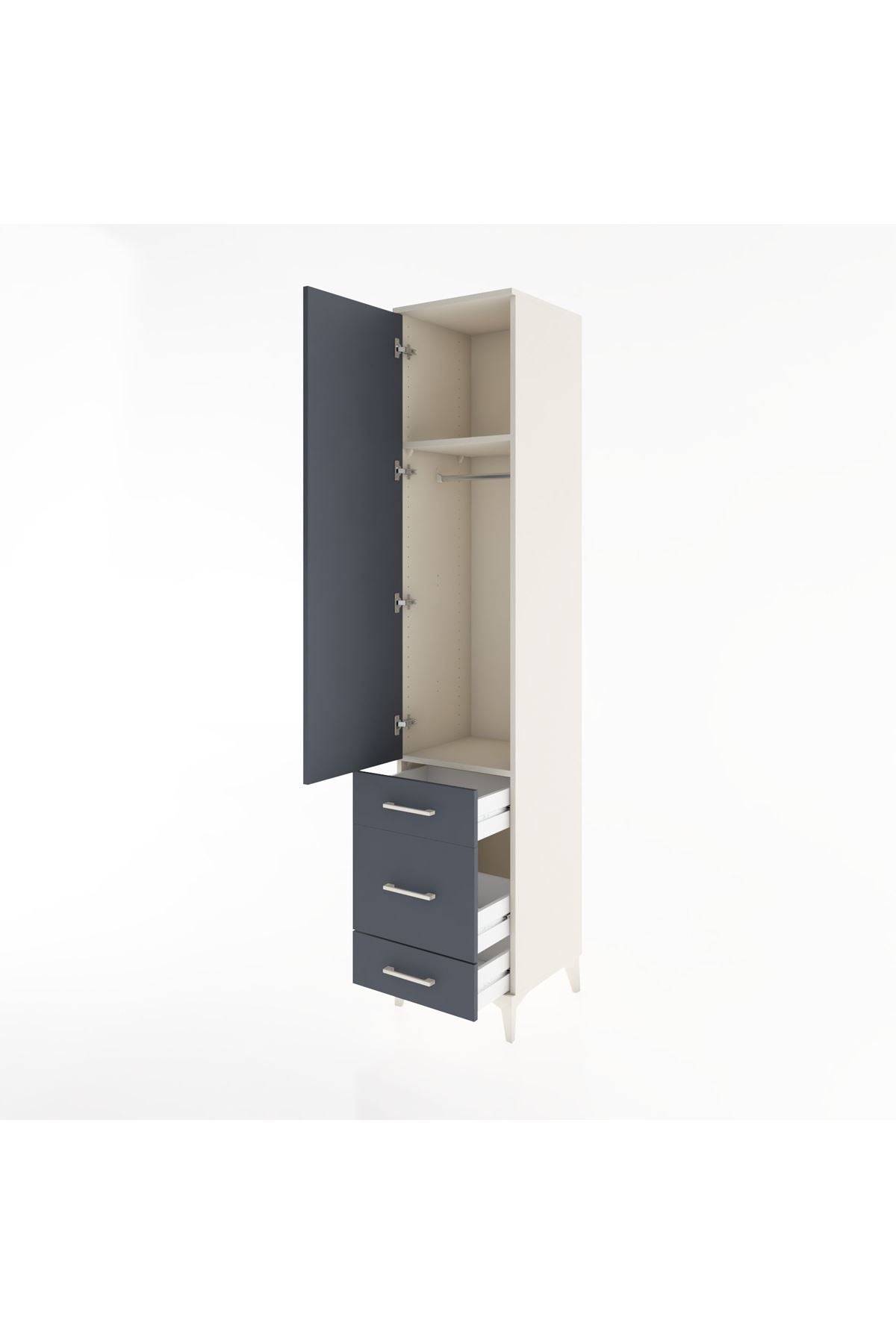 Hyperion Dolap 2 Raflı 3 Çekmeceli Tek Askılı 44x44x221 Aytaşı-Antrasit