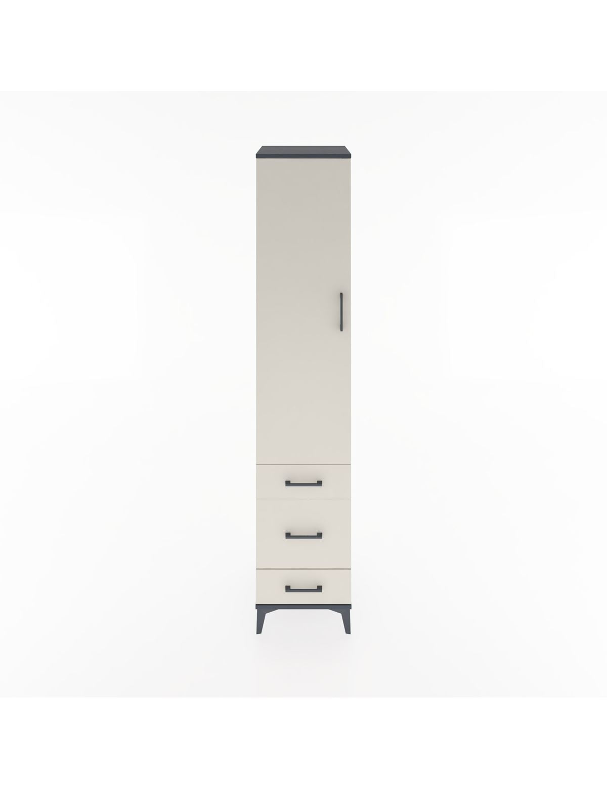 Hyperion Dolap 2 Raflı 3 Çekmeceli Tek Askılı 44x44x221 Antrasit-Aytaşı