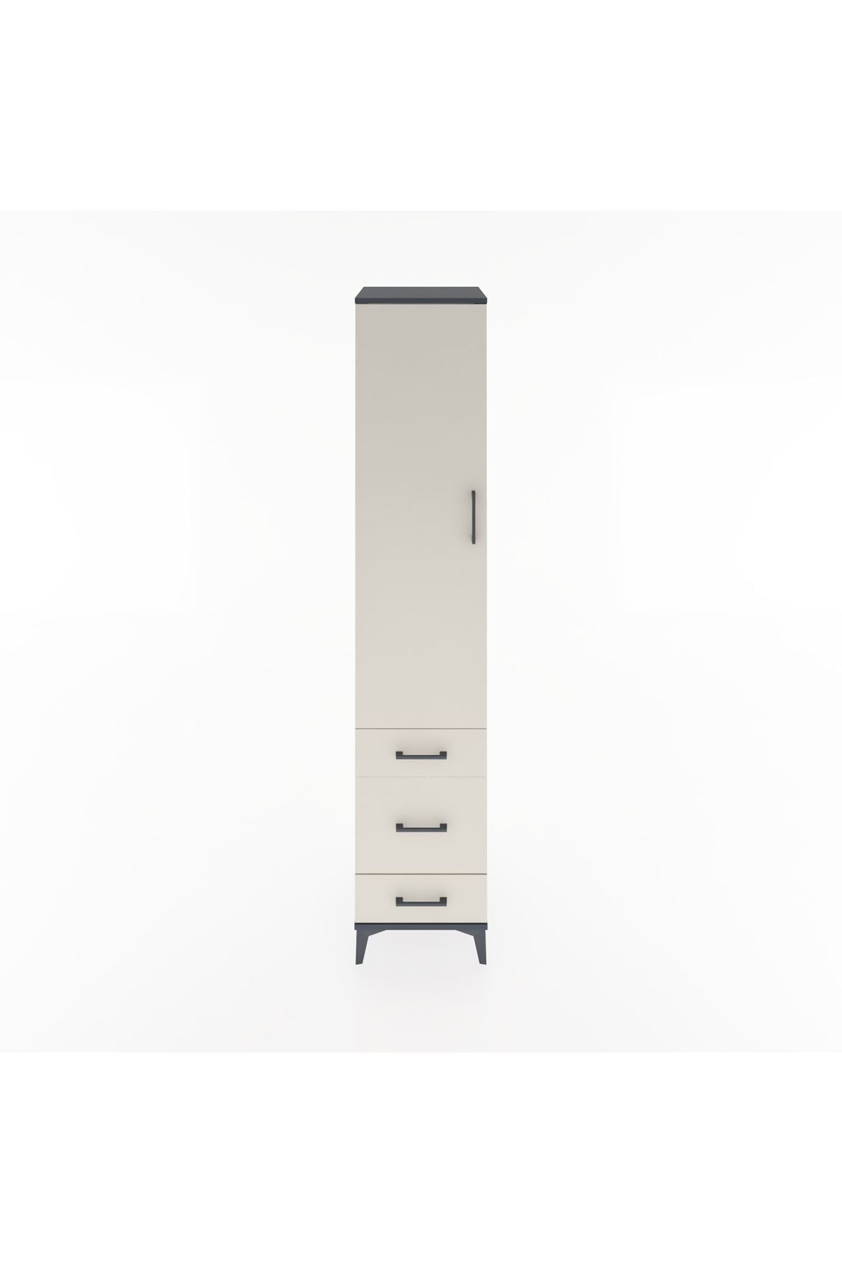 Hyperion Dolap 2 Raflı 3 Çekmeceli Tek Askılı 44x44x221 Antrasit-Aytaşı