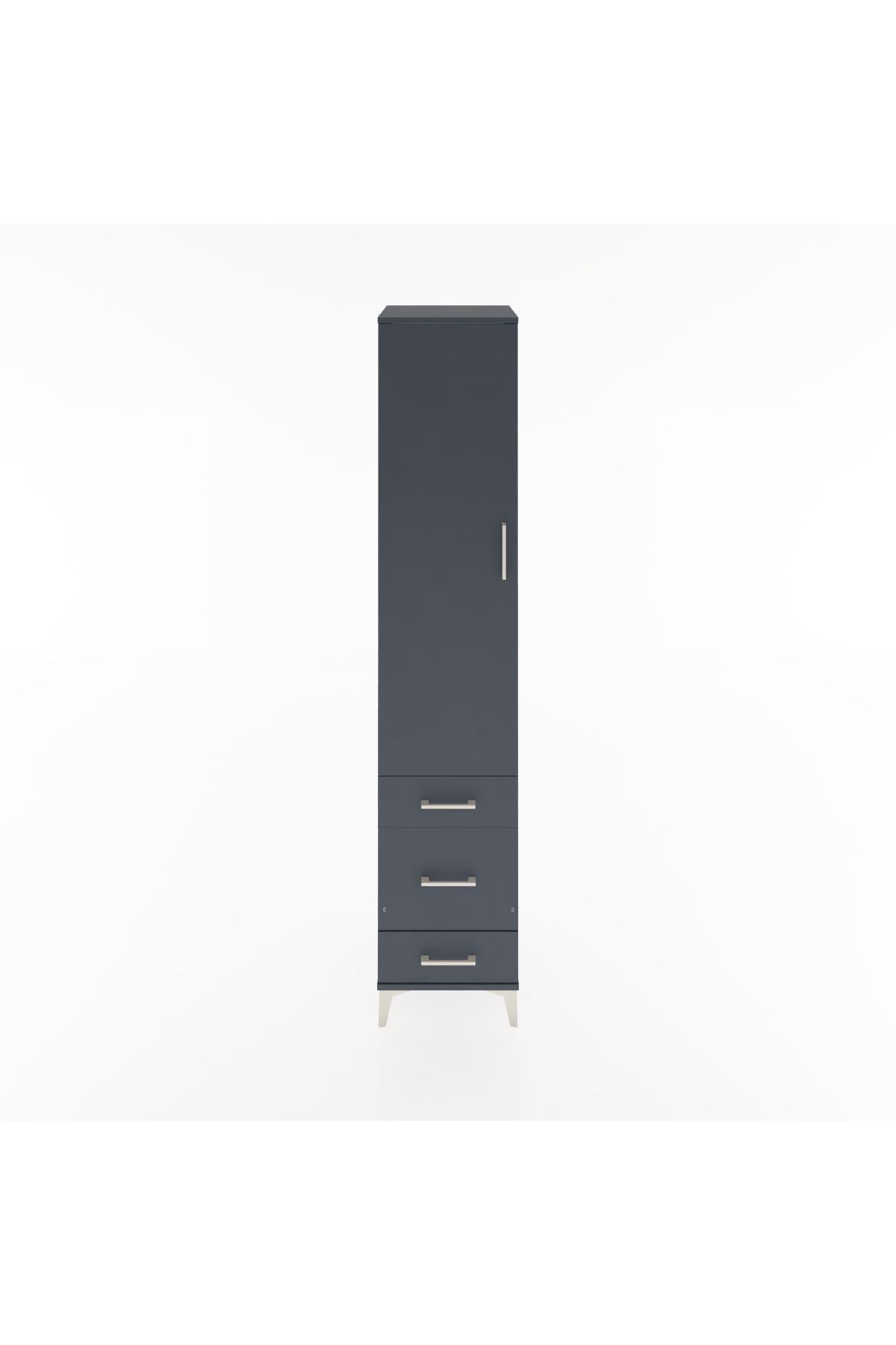 Hyperion Dolap 2 Raflı 3 Çekmeceli Tek Askılı 44x44x221 Antrasit-Antrasit