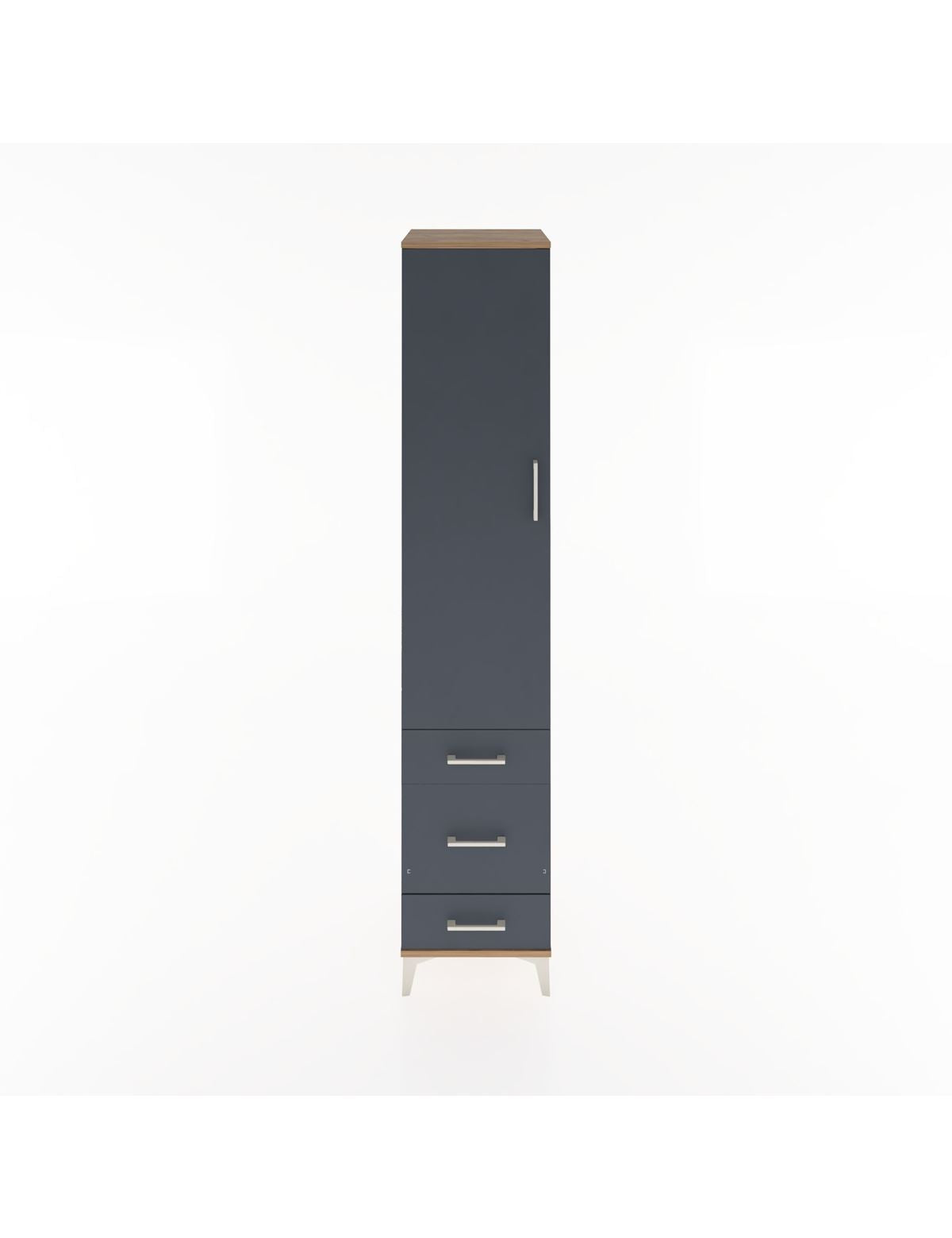 Hyperion Dolap 2 Raflı 3 Çekmeceli Tek Askılı 44x44x221 Çam-Antrasit