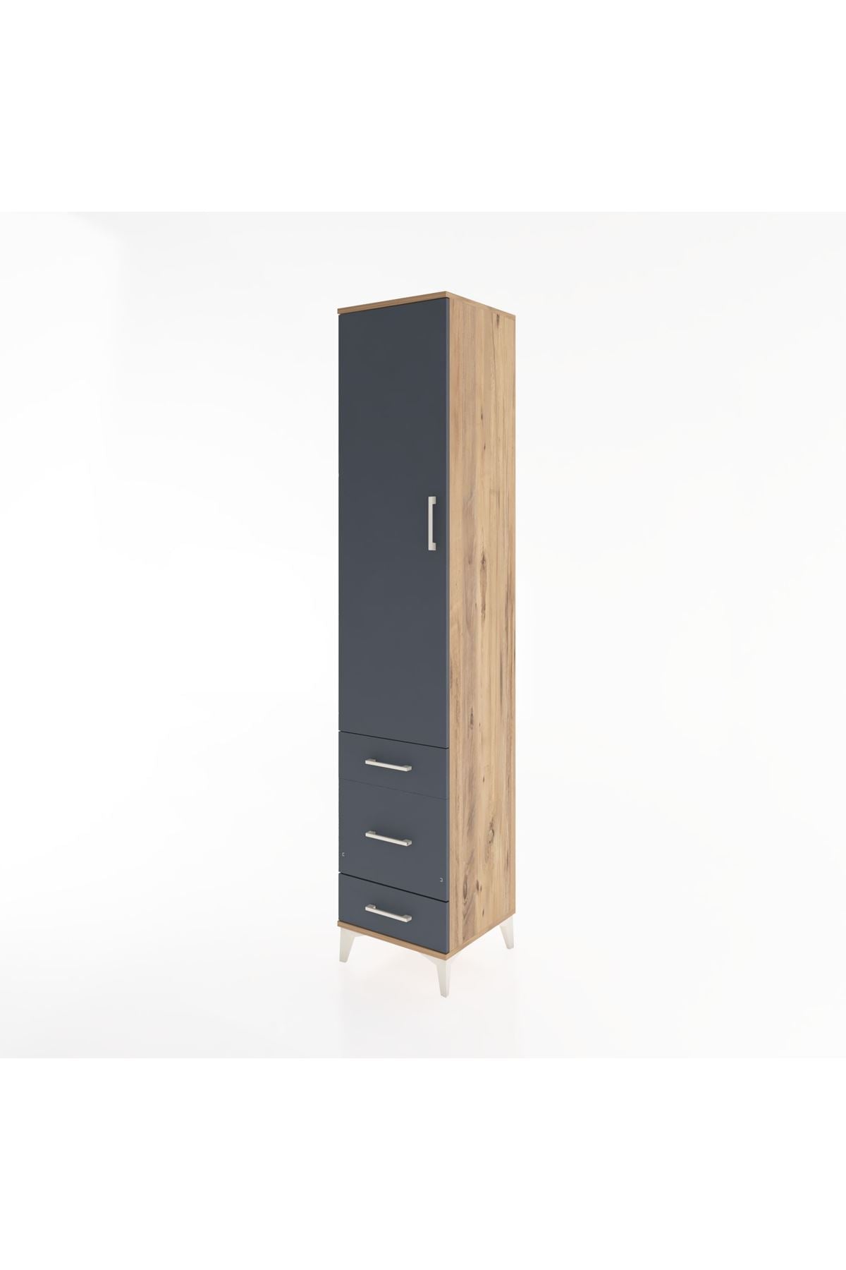 Hyperion Dolap 2 Raflı 3 Çekmeceli Tek Askılı 44x44x221 Çam-Antrasit