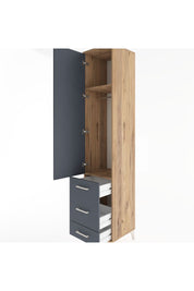 Hyperion Dolap 2 Raflı 3 Çekmeceli Tek Askılı 44x44x221 Çam-Antrasit