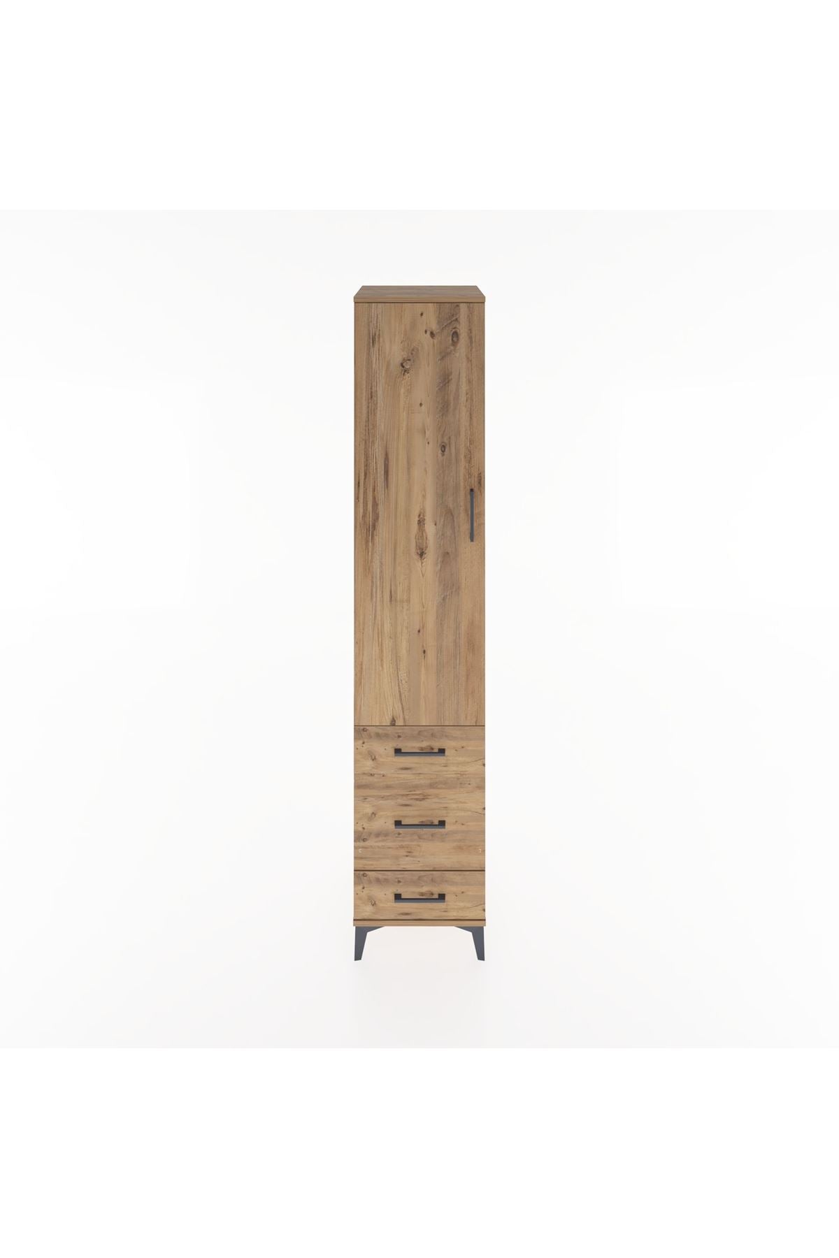 Hyperion Dolap 2 Raflı 3 Çekmeceli Tek Askılı 44x44x221 Çam-Çam