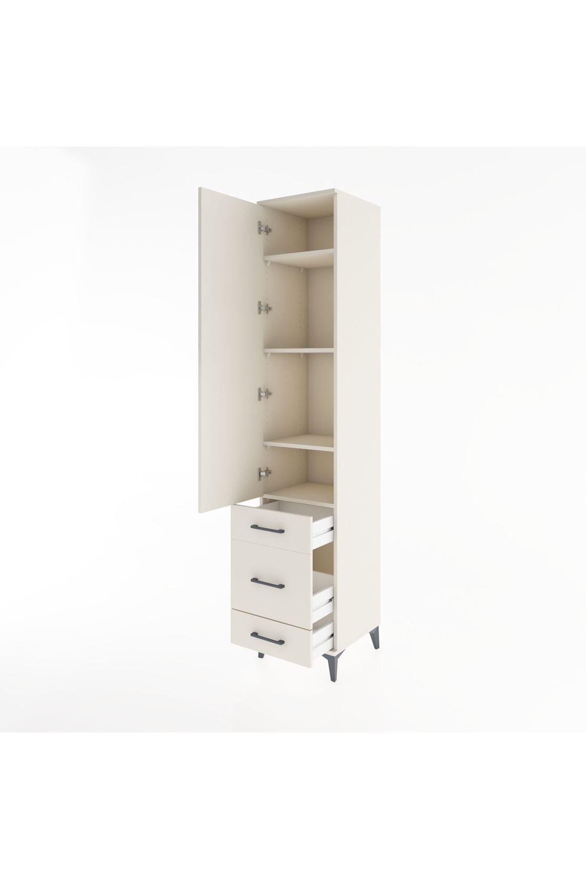 Hyperion Dolap 4 Raflı 3 Çekmeceli Tek Kapaklı 44x44x221 Aytaşı-Aytaşı