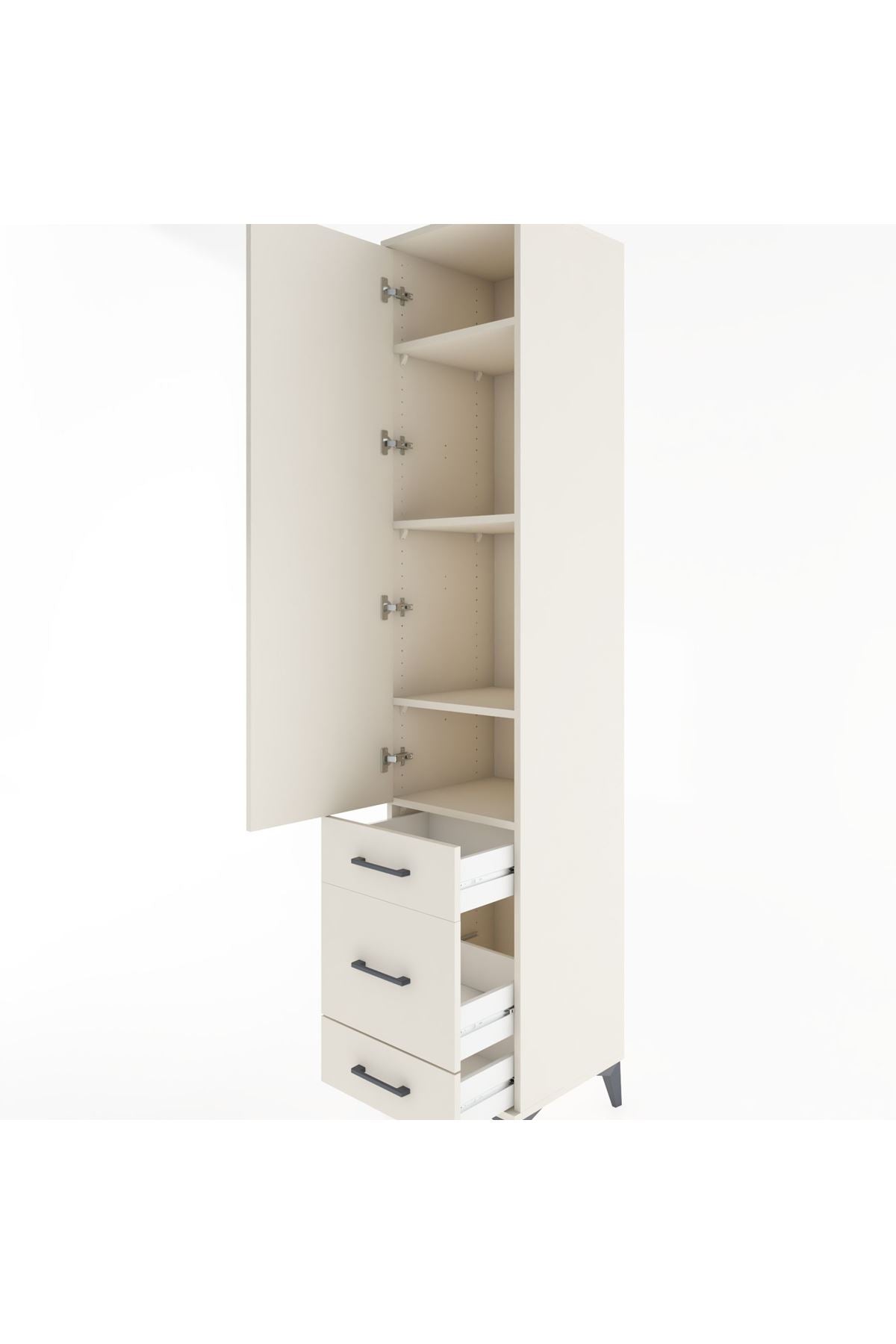 Hyperion Dolap 4 Raflı 3 Çekmeceli Tek Kapaklı 44x44x221 Aytaşı-Aytaşı