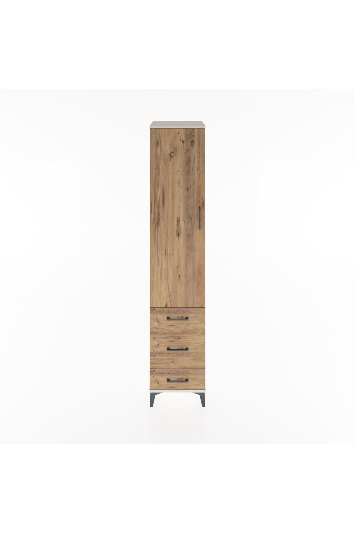 Hyperion Dolap 4 Raflı 3 Çekmeceli Tek Kapaklı 44x44x221 Aytaşı-Çam