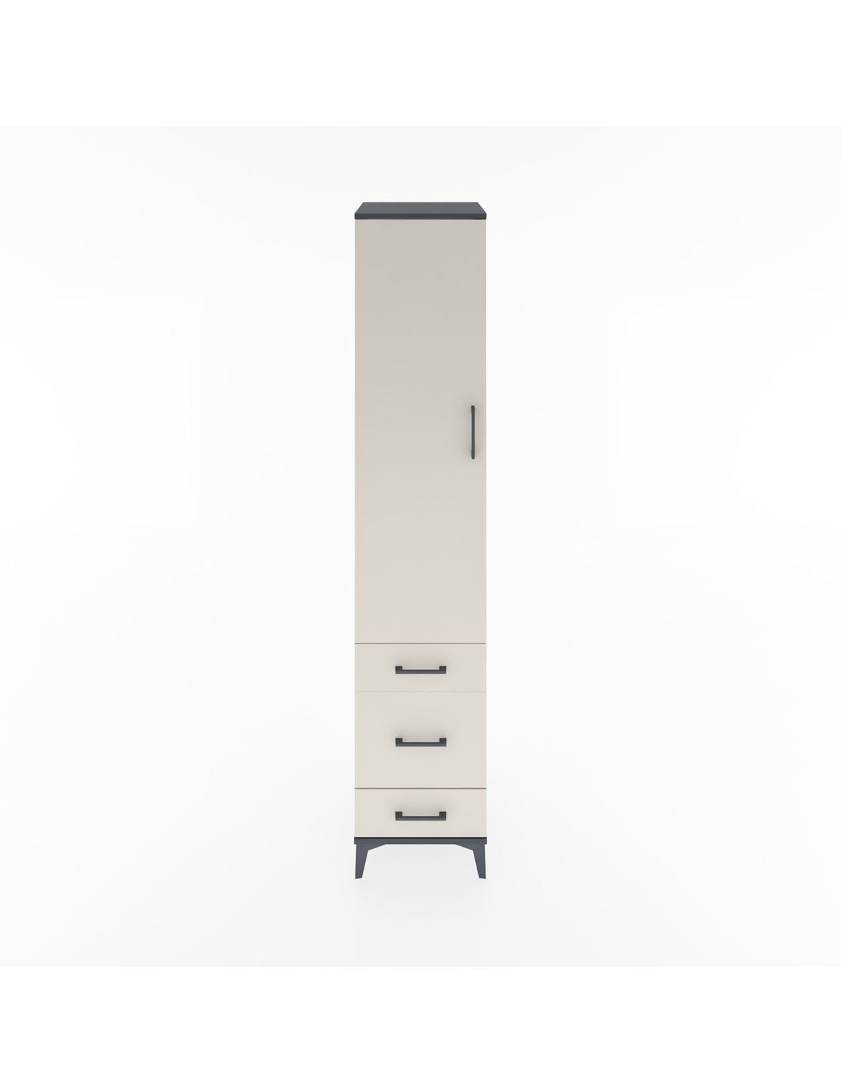 Hyperion Dolap 4 Raflı 3 Çekmeceli Tek Kapaklı 44x44x221 Antrasit-Aytaşı