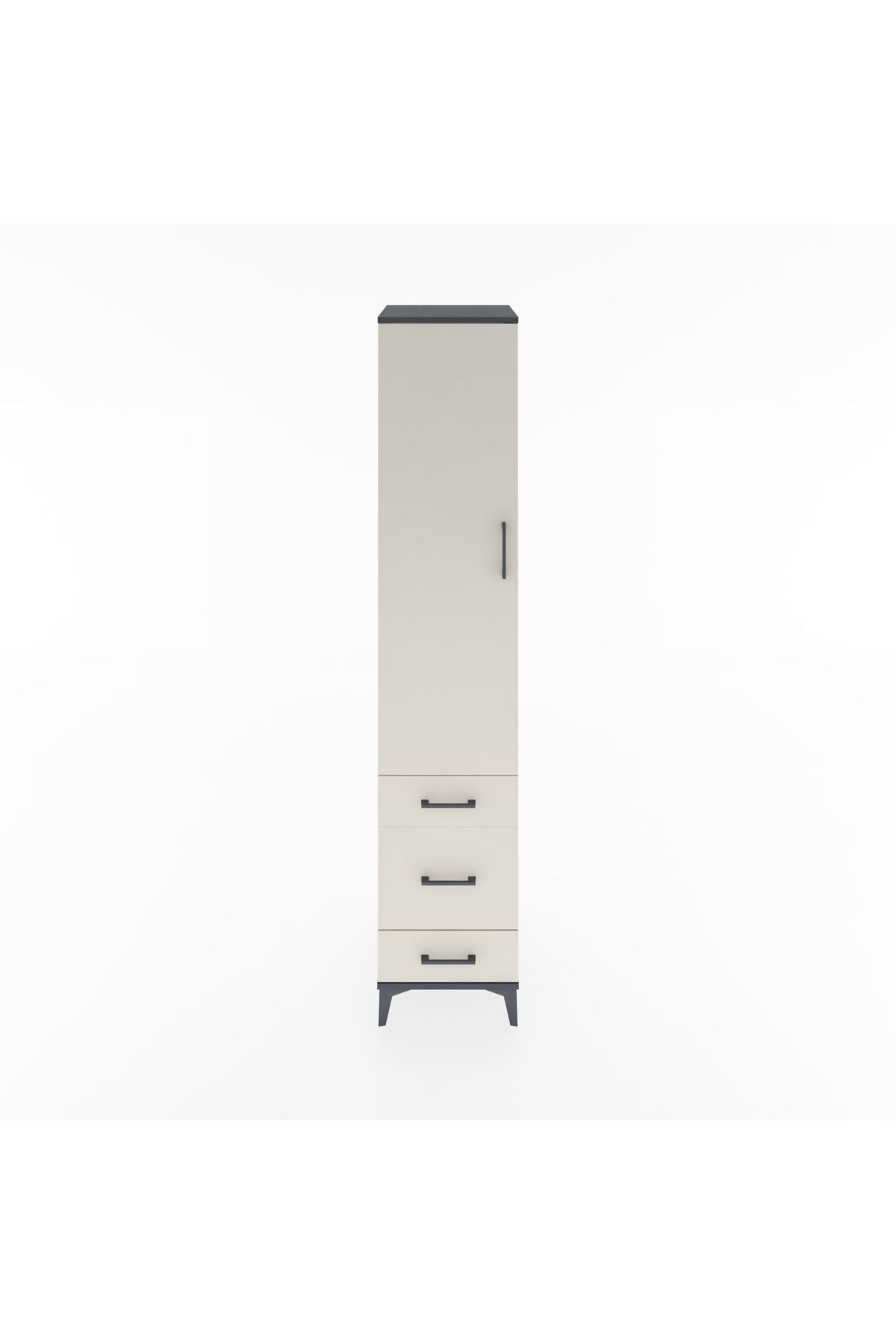 Hyperion Dolap 4 Raflı 3 Çekmeceli Tek Kapaklı 44x44x221 Antrasit-Aytaşı