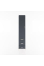 Hyperion Dolap 4 Raflı 3 Çekmeceli Tek Kapaklı 44x44x221 Antrasit-Antrasit
