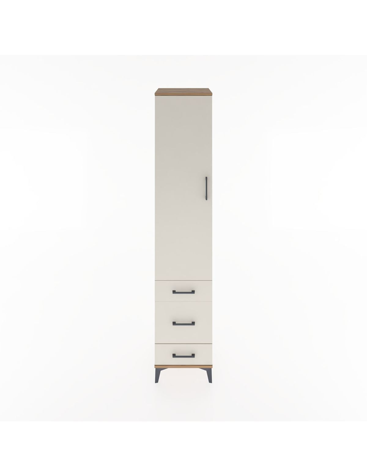 Hyperion Dolap 4 Raflı 3 Çekmeceli Tek Kapaklı 44x44x221 Çam-Aytaşı