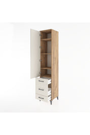 Hyperion Dolap 4 Raflı 3 Çekmeceli Tek Kapaklı 44x44x221 Çam-Aytaşı