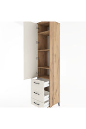 Hyperion Dolap 4 Raflı 3 Çekmeceli Tek Kapaklı 44x44x221 Çam-Aytaşı
