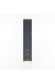 Hyperion Dolap 4 Raflı 3 Çekmeceli Tek Kapaklı 44x44x221 Çam-Antrasit