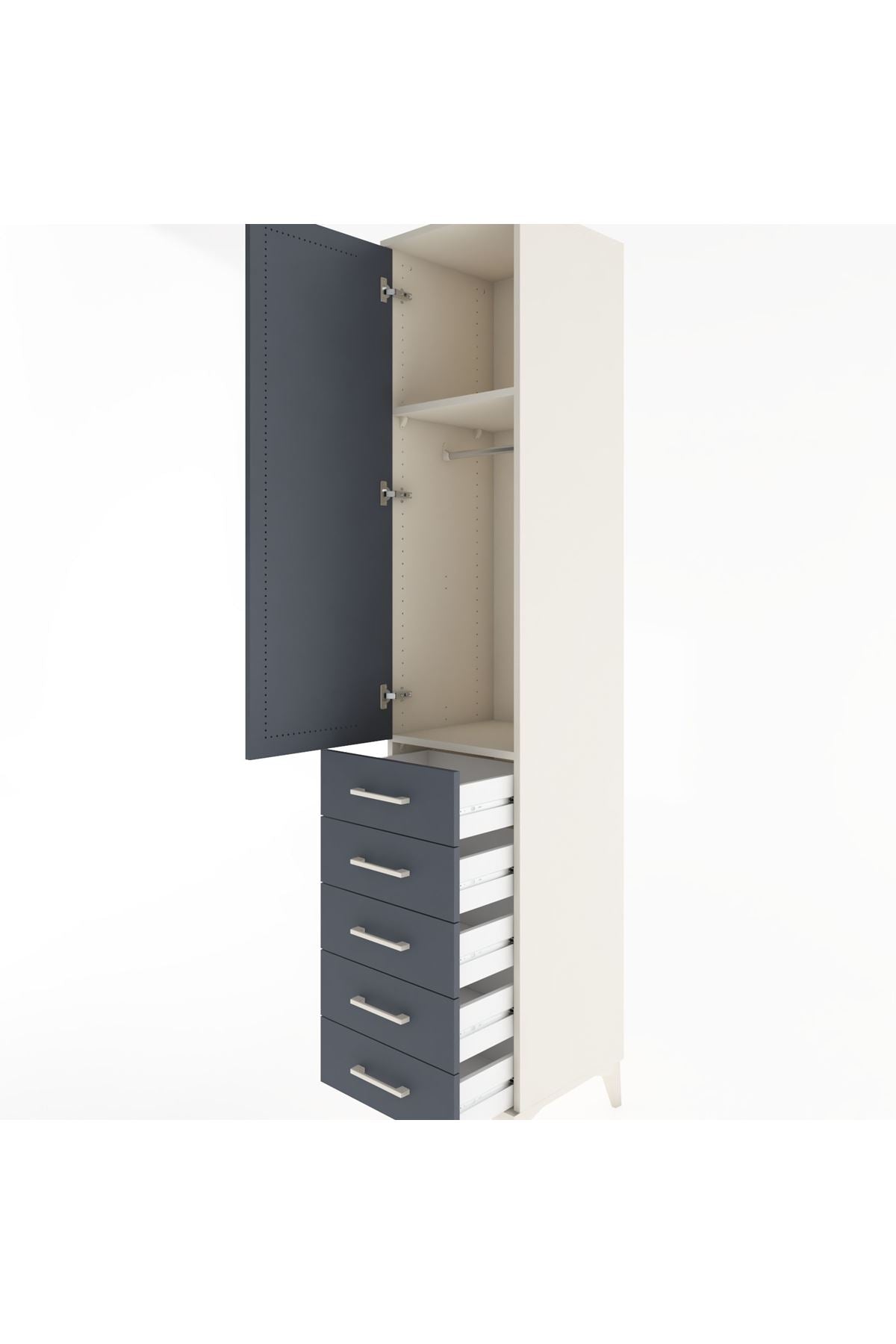 Hyperion Dolap 2 Raflı 5 Çekmeceli Tek Askılı 44x44x221 Aytaşı-Antrasit