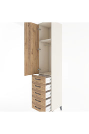 Hyperion Dolap 2 Raflı 5 Çekmeceli Tek Askılı 44x44x221 Aytaşı-Çam