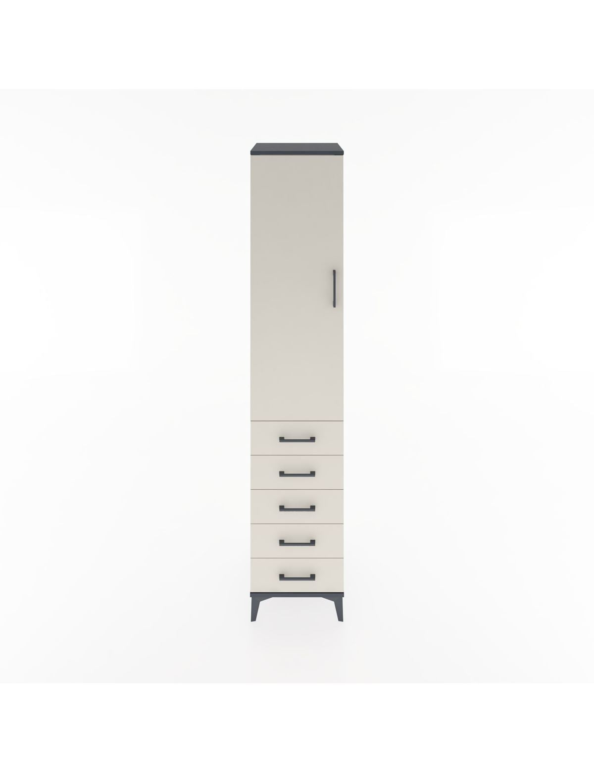 Hyperion Dolap 2 Raflı 5 Çekmeceli Tek Askılı 44x44x221 Antrasit-Aytaşı