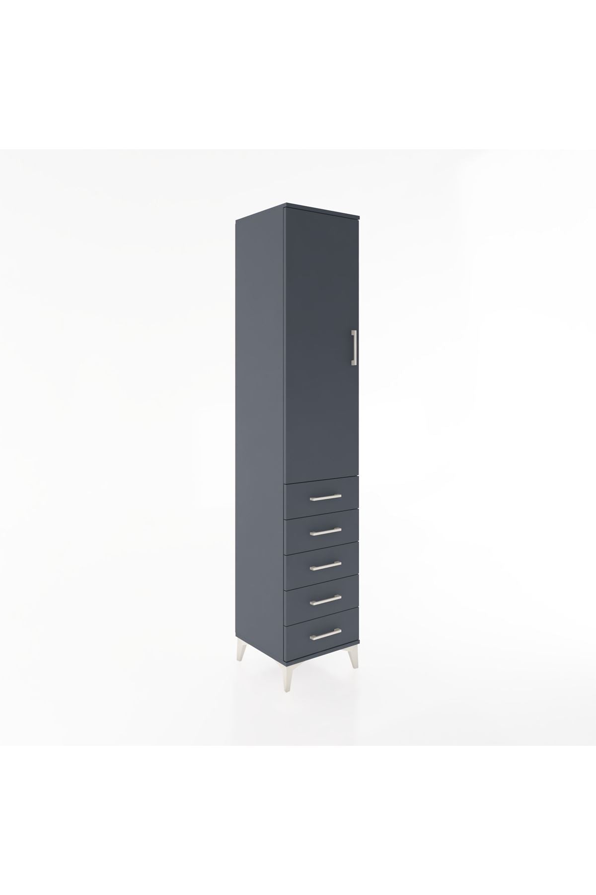 Hyperion Dolap 2 Raflı 5 Çekmeceli Tek Askılı 44x44x221 Antrasit-Antrasit