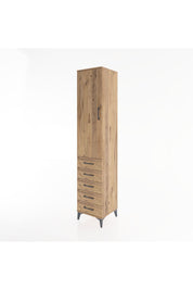 Hyperion Dolap 2 Raflı 5 Çekmeceli Tek Askılı 44x44x221 Çam-Çam