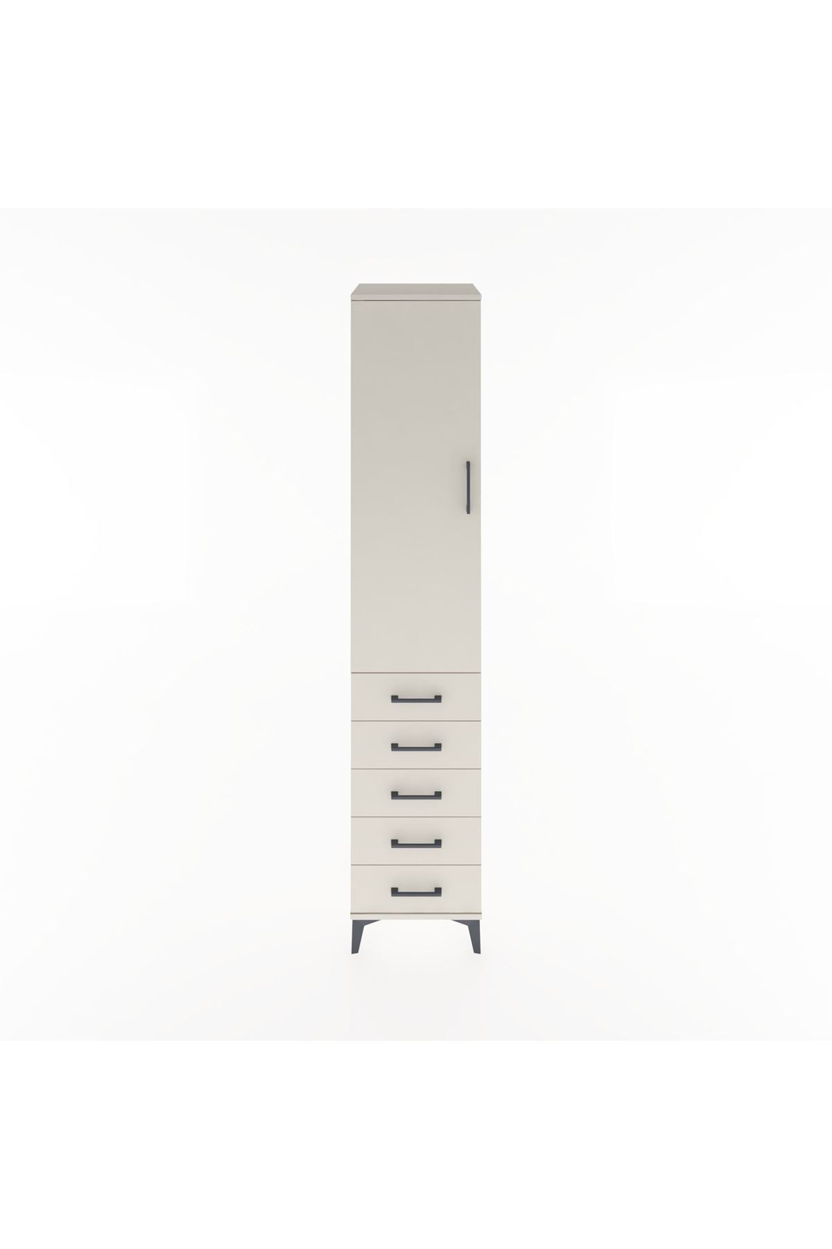 Hyperion Dolap 3 Raflı 5 Çekmeceli Tek Kapaklı 44x44x221 Aytaşı-Aytaşı