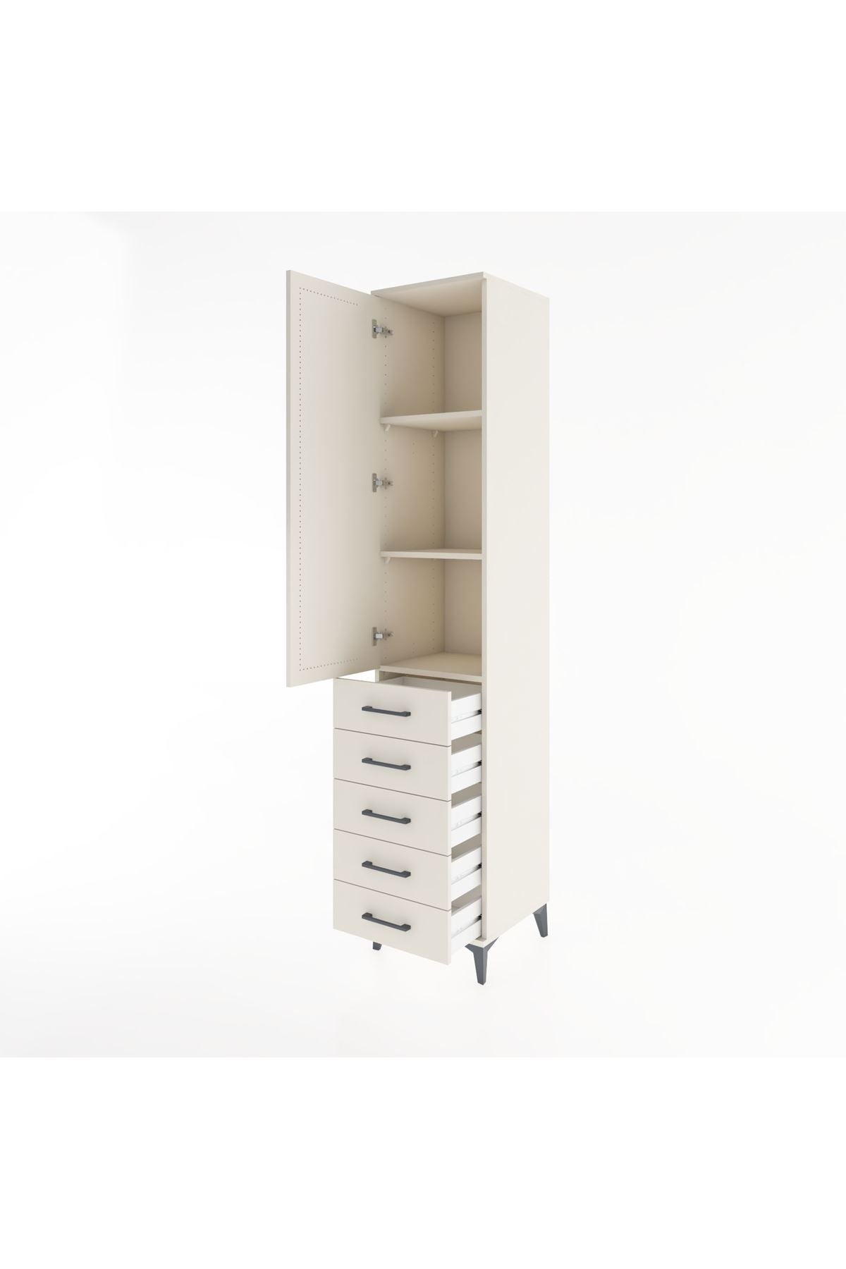 Hyperion Dolap 3 Raflı 5 Çekmeceli Tek Kapaklı 44x44x221 Aytaşı-Aytaşı