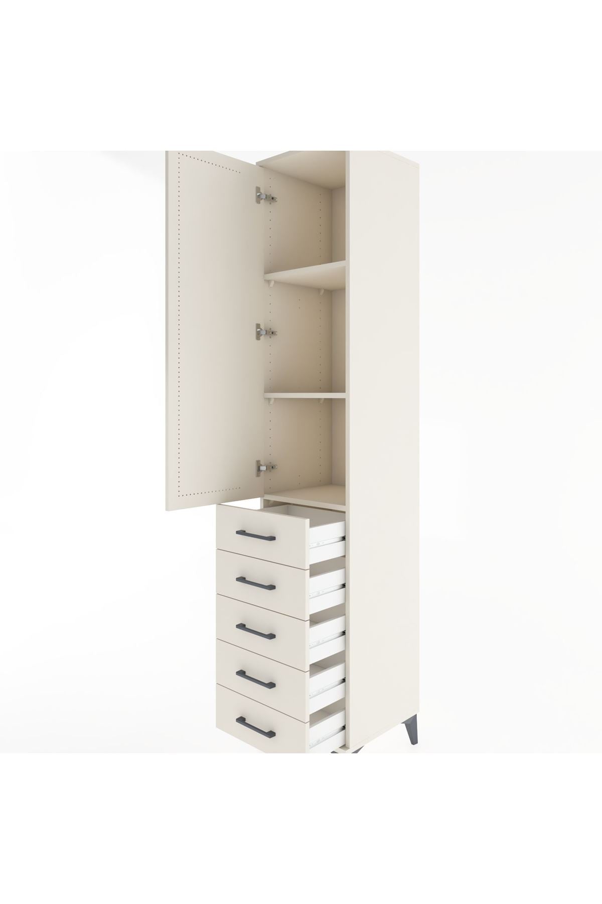 Hyperion Dolap 3 Raflı 5 Çekmeceli Tek Kapaklı 44x44x221 Aytaşı-Aytaşı