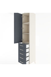 Hyperion Dolap 3 Raflı 5 Çekmeceli Tek Kapaklı 44x44x221 Aytaşı-Antrasit