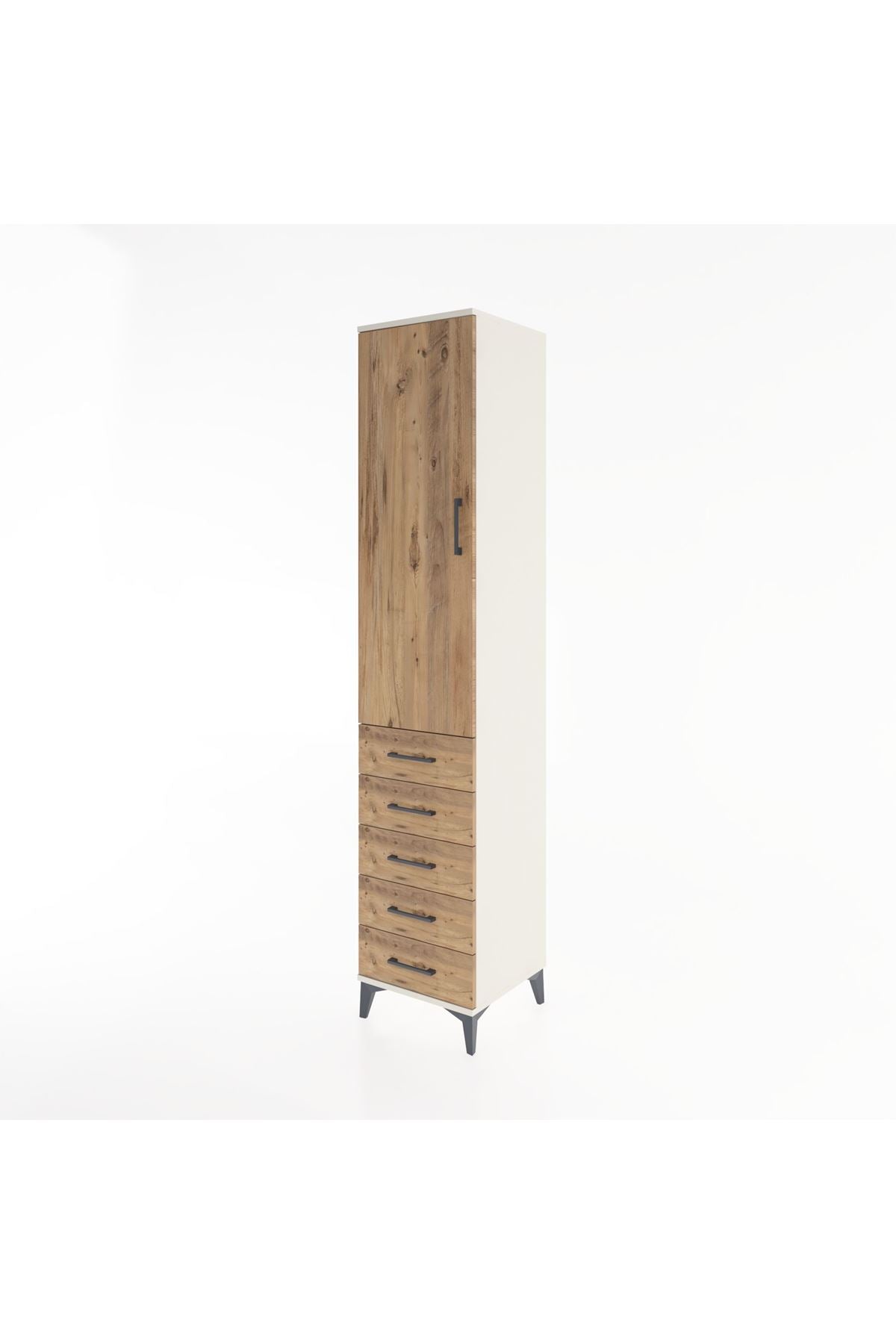 Hyperion Dolap 3 Raflı 5 Çekmeceli Tek Kapaklı 44x44x221 Aytaşı-Çam