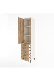 Hyperion Dolap 3 Raflı 5 Çekmeceli Tek Kapaklı 44x44x221 Aytaşı-Çam