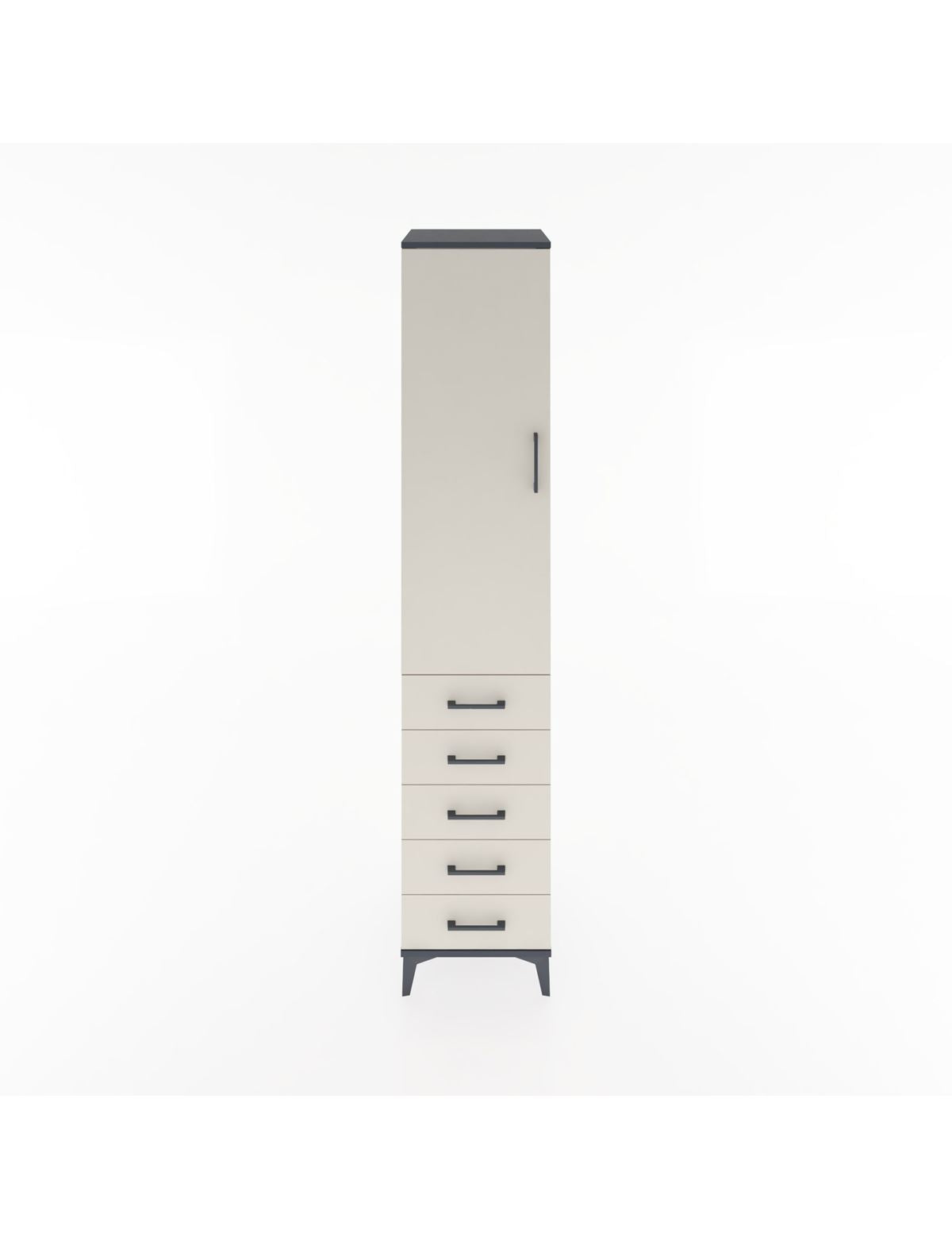 Hyperion Dolap 3 Raflı 5 Çekmeceli Tek Kapaklı 44x44x221 Antrasit-Aytaşı