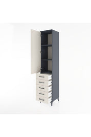 Hyperion Dolap 3 Raflı 5 Çekmeceli Tek Kapaklı 44x44x221 Antrasit-Aytaşı