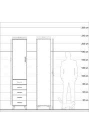 Hyperion Dolap 3 Raflı 5 Çekmeceli Tek Kapaklı 44x44x221 Antrasit-Aytaşı
