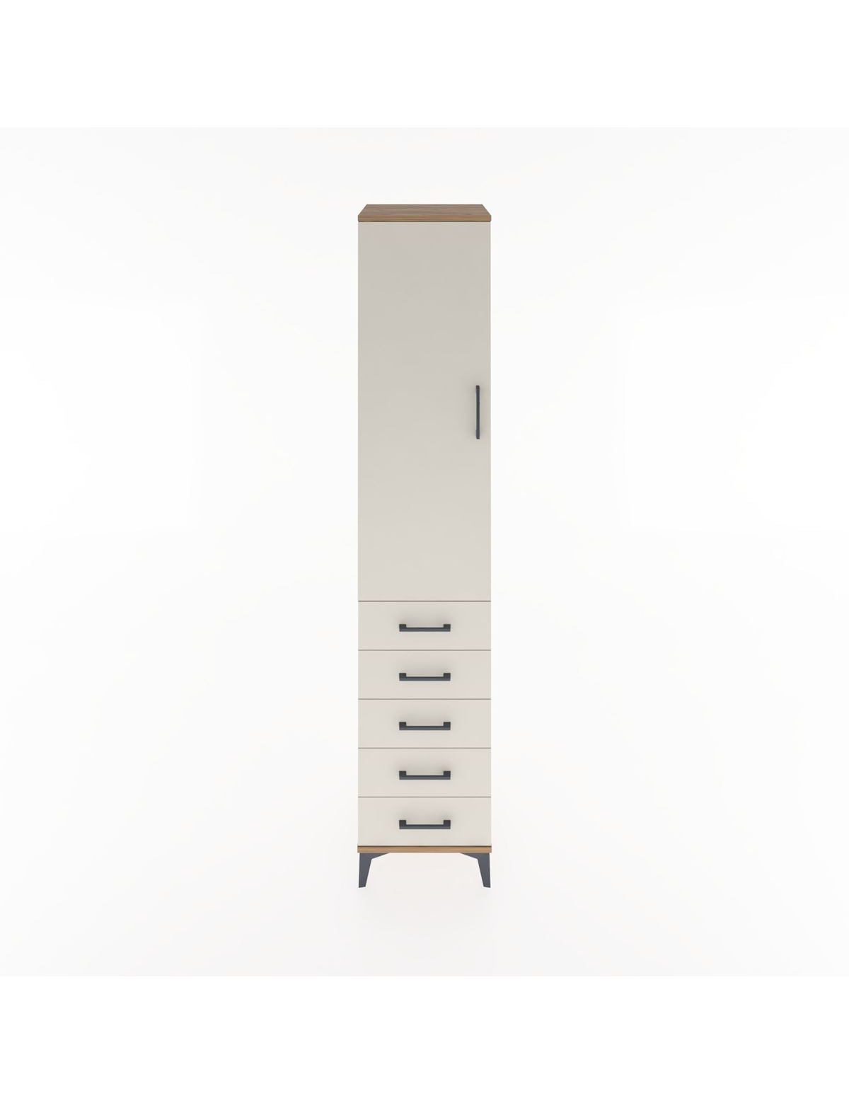 Hyperion Dolap 3 Raflı 5 Çekmeceli Tek Kapaklı 44x44x221 Çam-Aytaşı