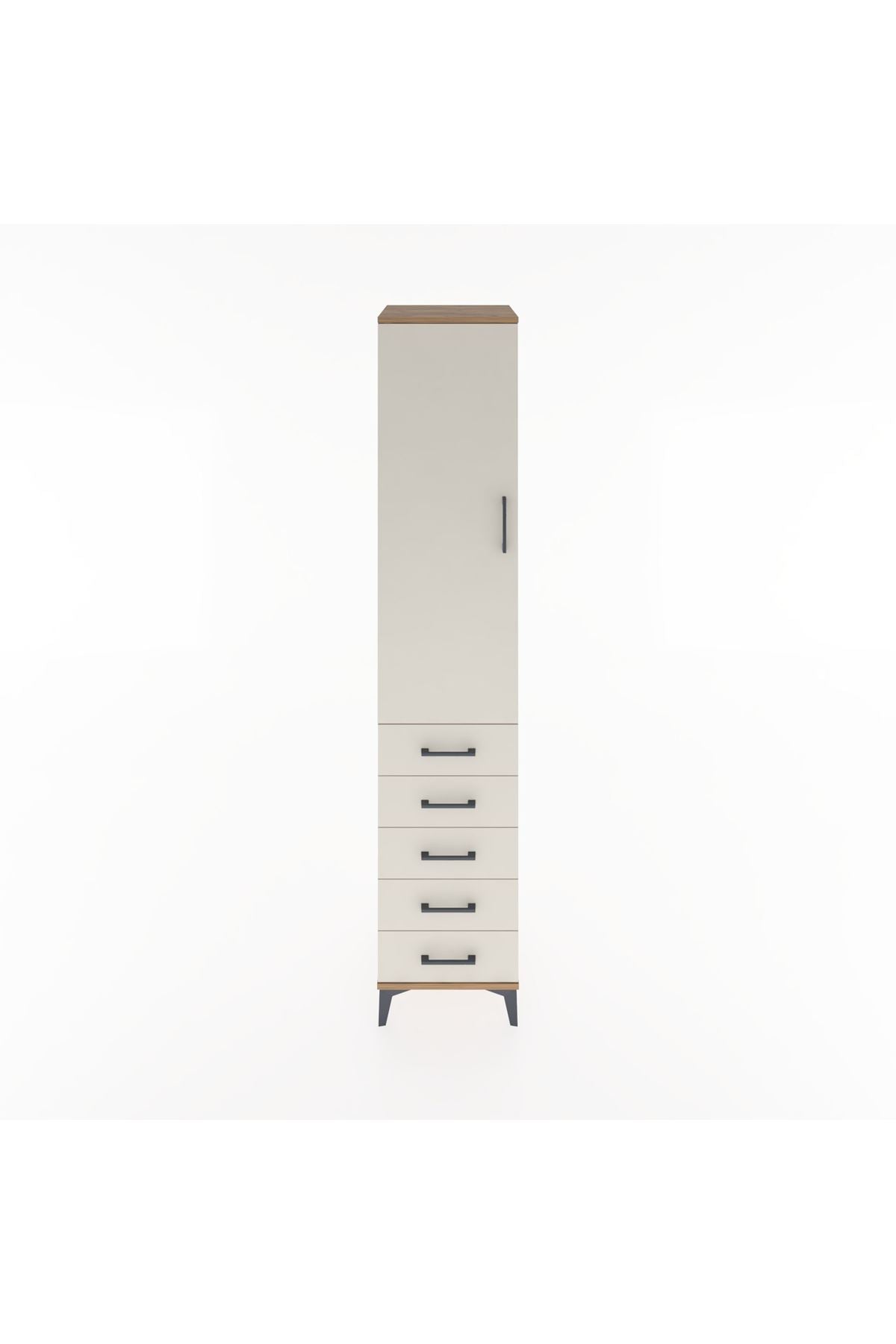 Hyperion Dolap 3 Raflı 5 Çekmeceli Tek Kapaklı 44x44x221 Çam-Aytaşı