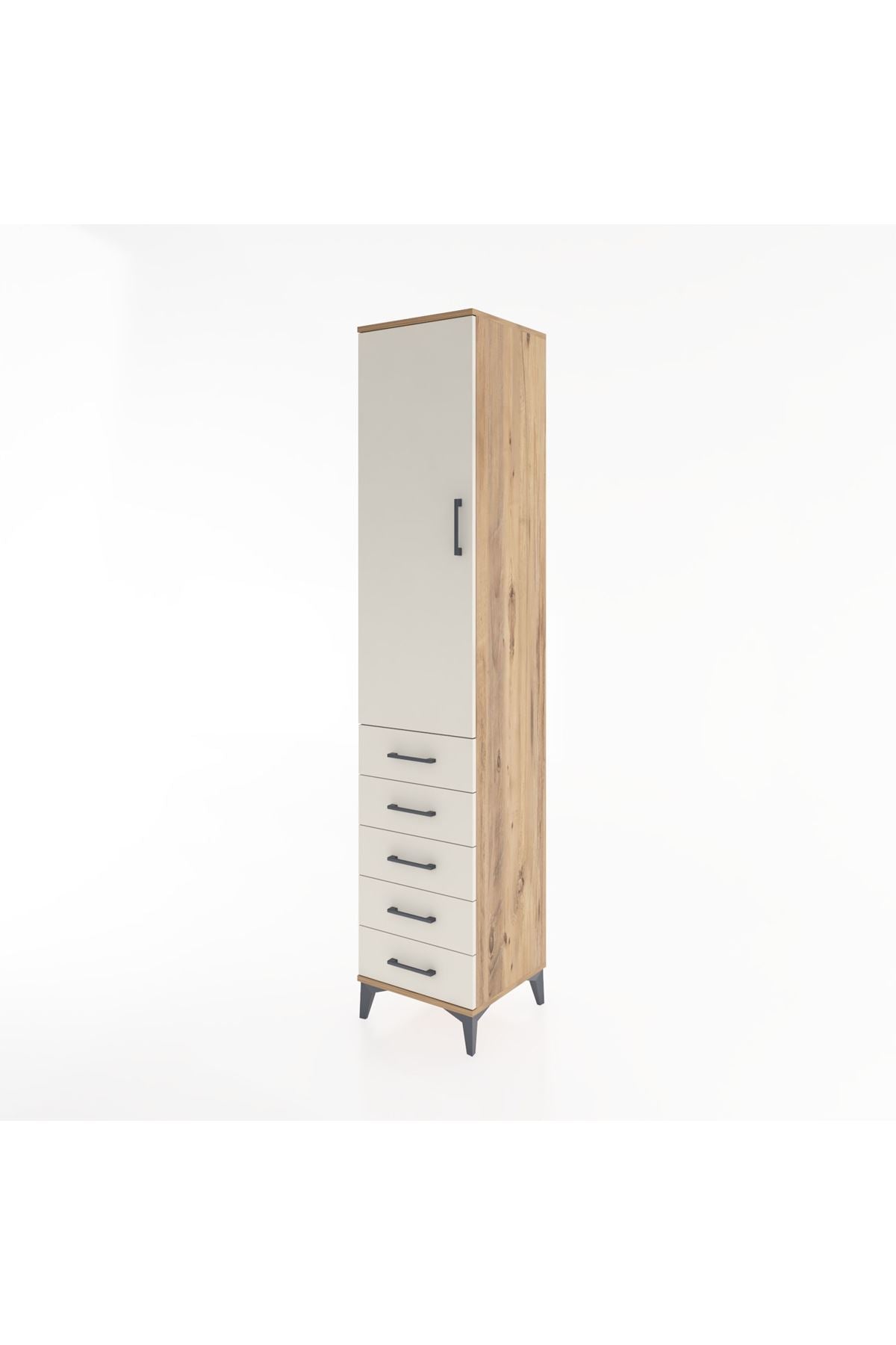 Hyperion Dolap 3 Raflı 5 Çekmeceli Tek Kapaklı 44x44x221 Çam-Aytaşı