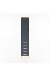 Hyperion Dolap 3 Raflı 5 Çekmeceli Tek Kapaklı 44x44x221 Çam-Antrasit